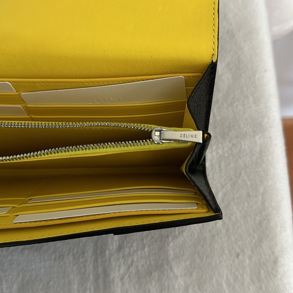 Celine Continental Large Black with Yellow Interior Snap Wallet - Picture 7 of 11